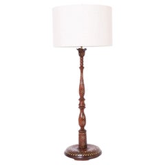 Antique Floor Lamp with Inlaid Bone