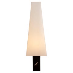 Used Floor Lamp with Ivory Linen Shade atop Black-painted Maple and Boxwood Trim Base
