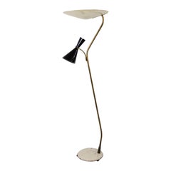 Retro Floor Lamp with Lacquered Metal Shades, by Eberth Zürich, Switzerland, 1950s