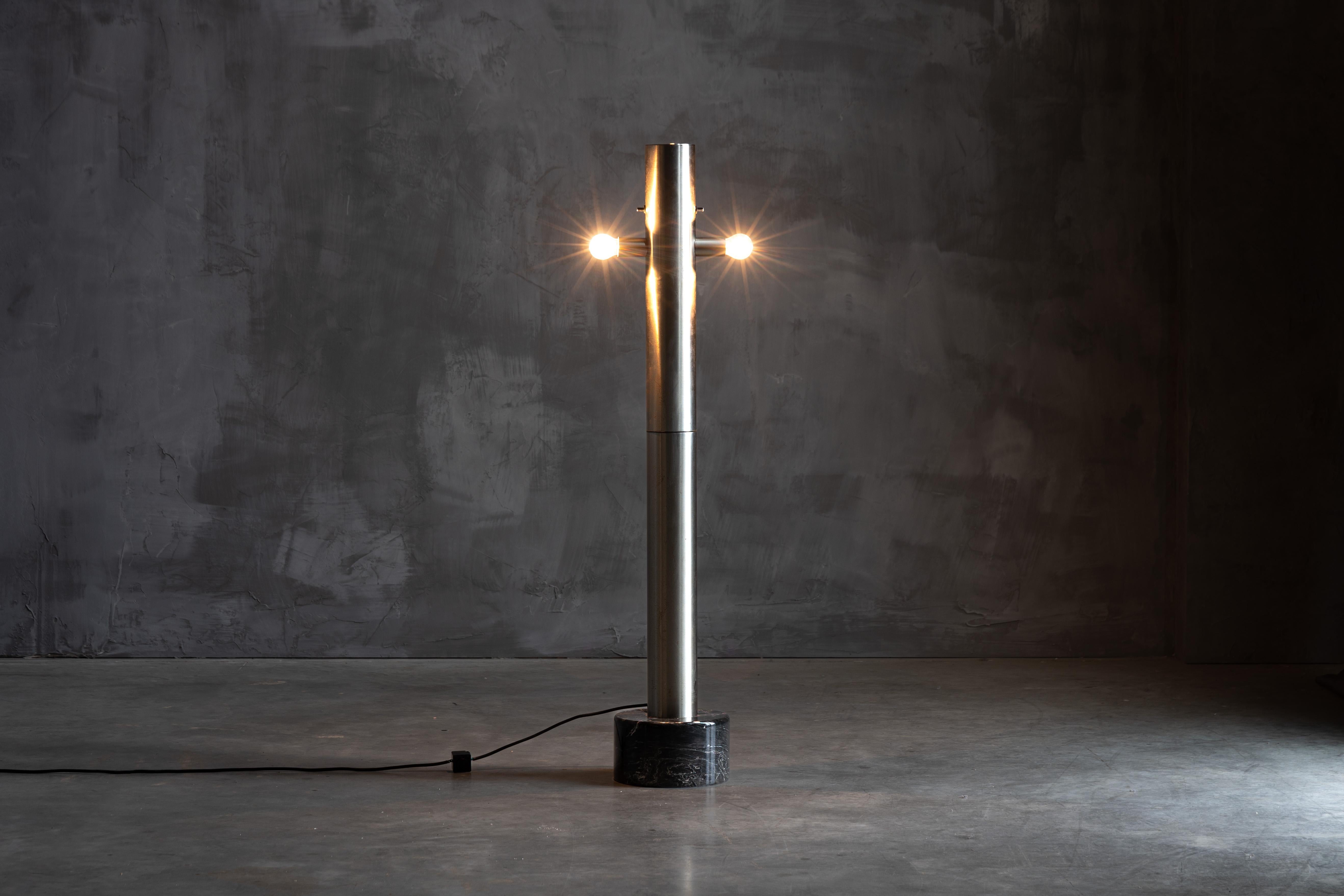 Brutalist Floor Lamp with Marble Base, Italy,  1980s  For Sale