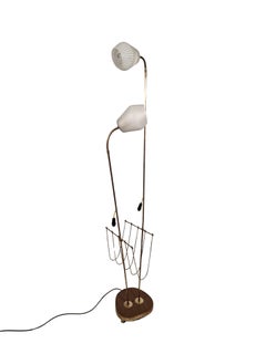 Floor lamp with newspaper holder, Hollywood Regency Style, 1950s Austria