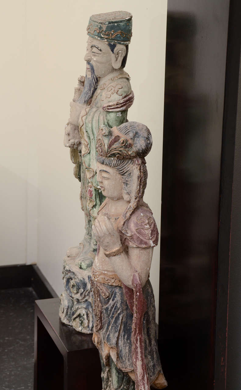 Floor Lamp With Oriental Statues In the Style Billy Haines In Good Condition For Sale In New York, NY