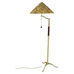 Floor lamp with original fabric shade vienna 1950
