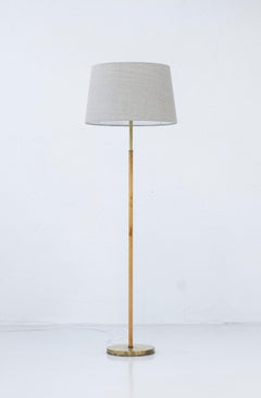 Floor Lamp with Original Leather and Brass by Anders Pehrson, Ateljé Lyktan