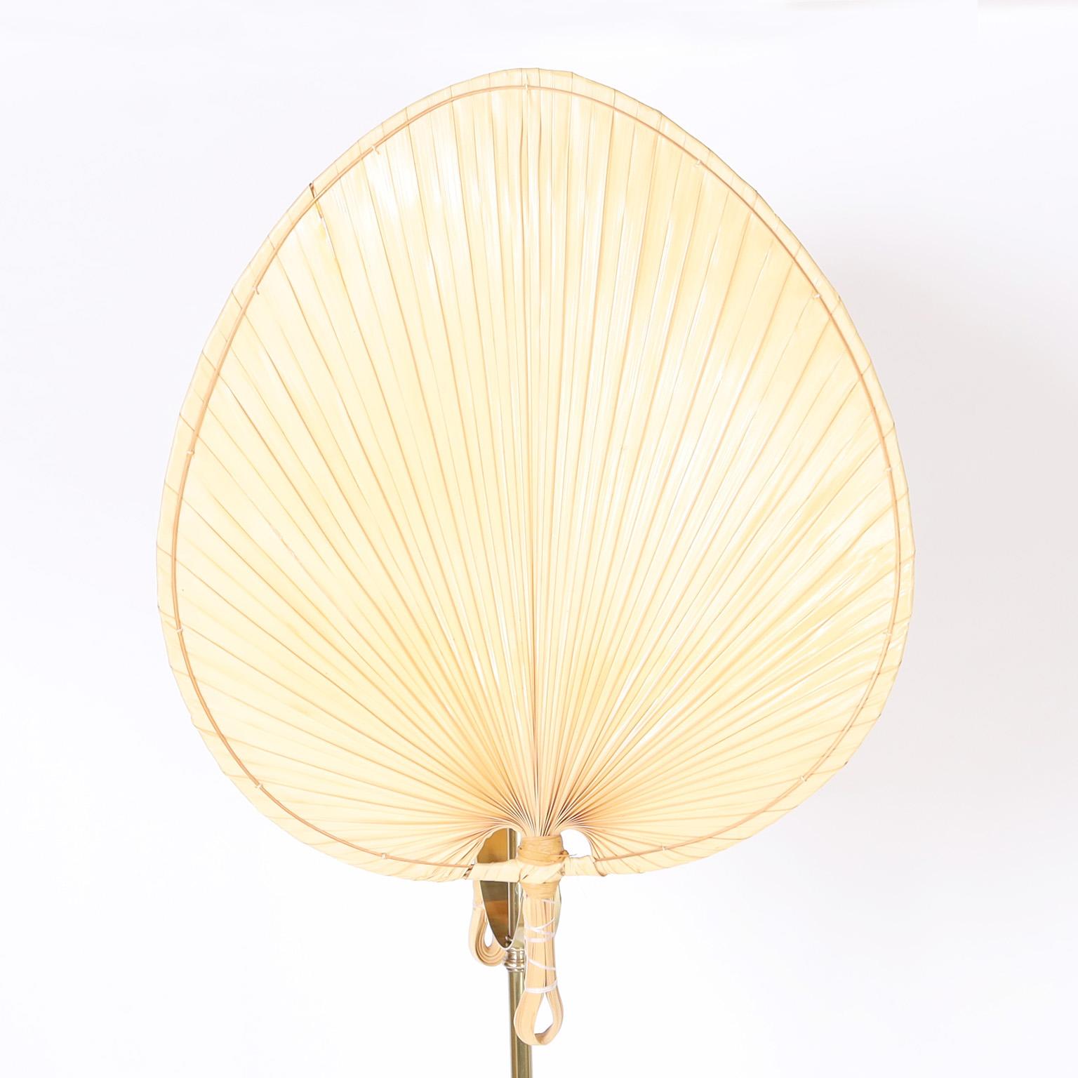 Organic Modern Floor Lamp with Palm Leaf Shades