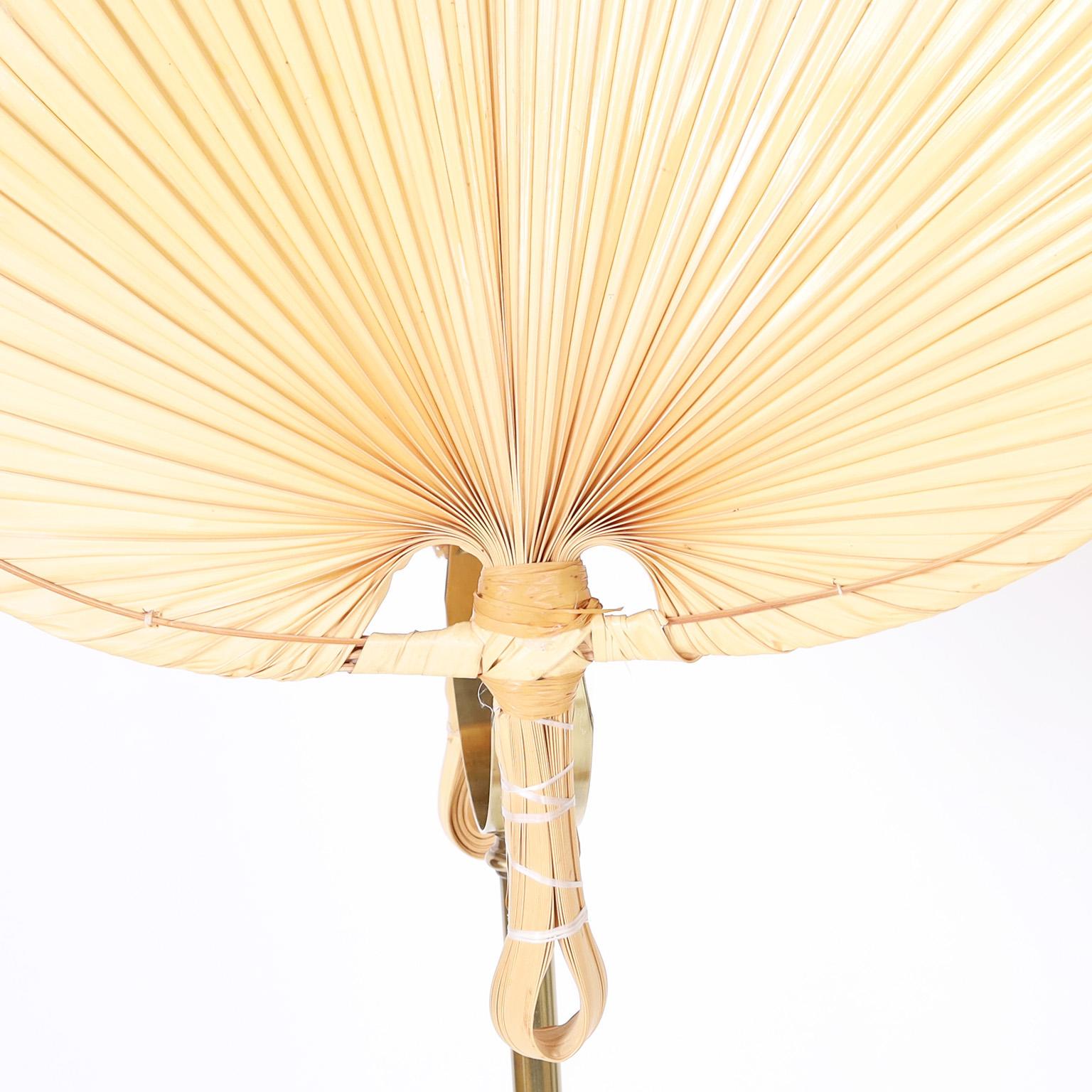 Italian Floor Lamp with Palm Leaf Shades