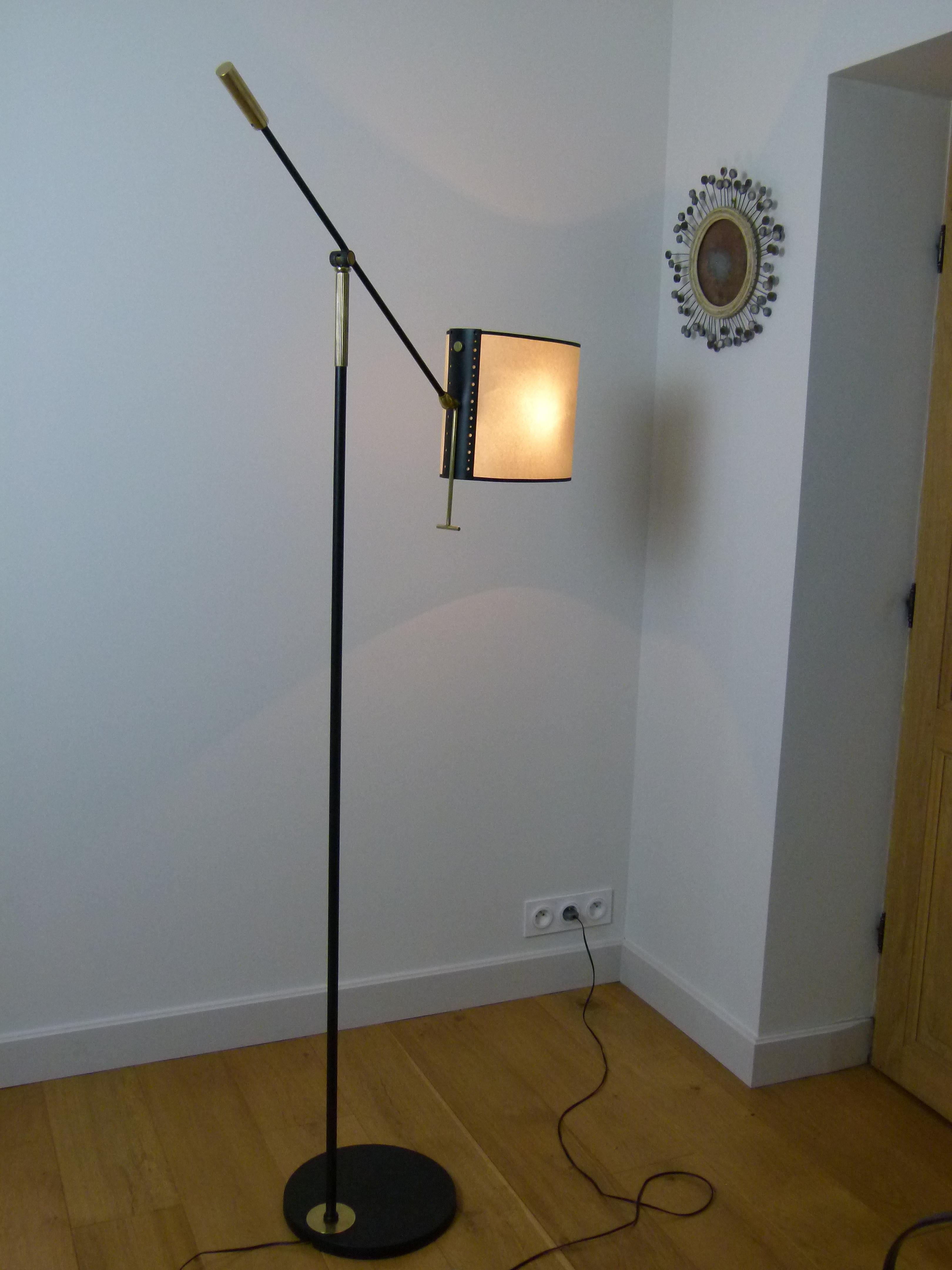 French Floor Lamp with Pendulum, Counter-Weight and Patella by Maison Lunel