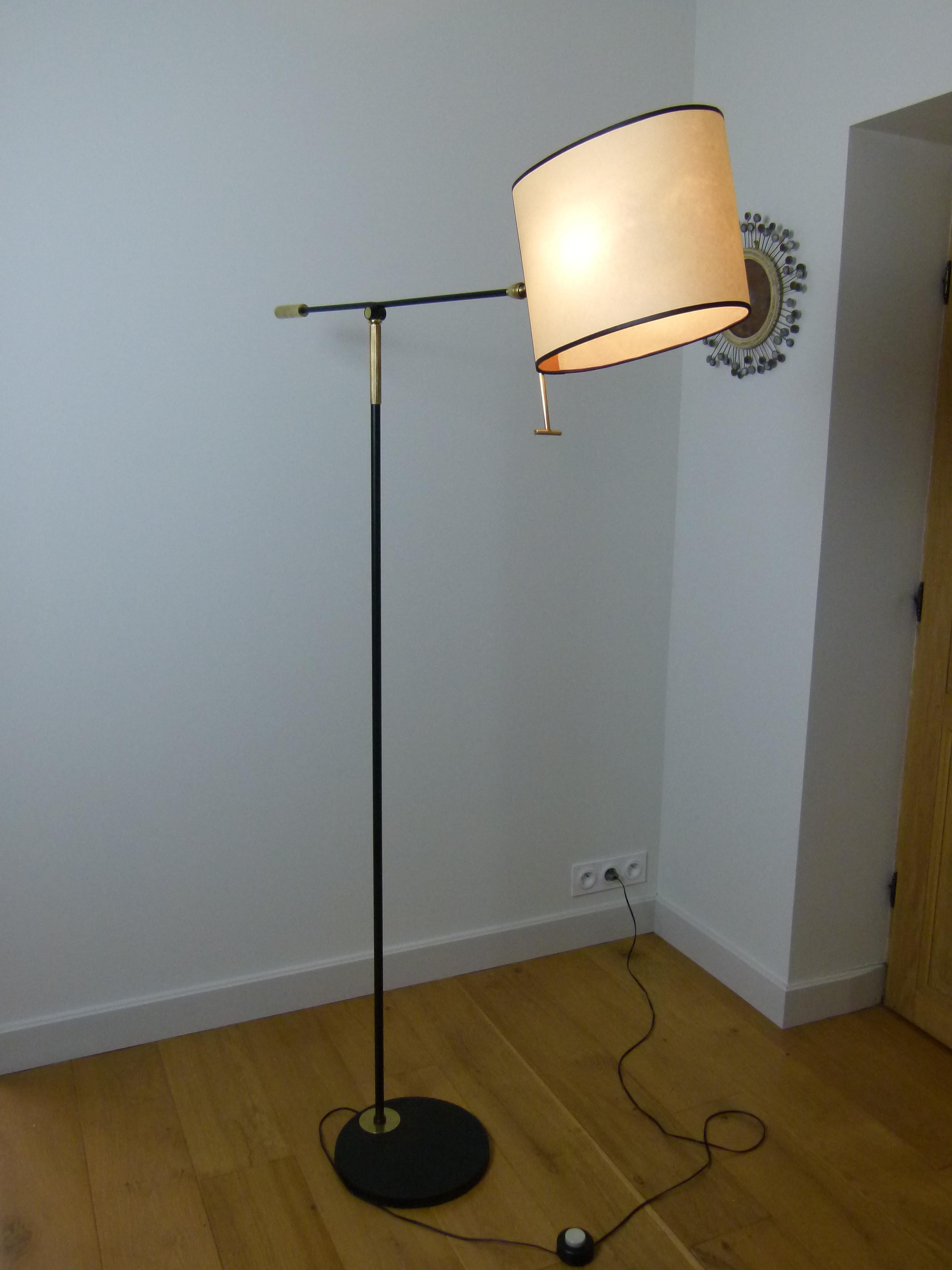 20th Century Floor Lamp with Pendulum, Counter-Weight and Patella by Maison Lunel