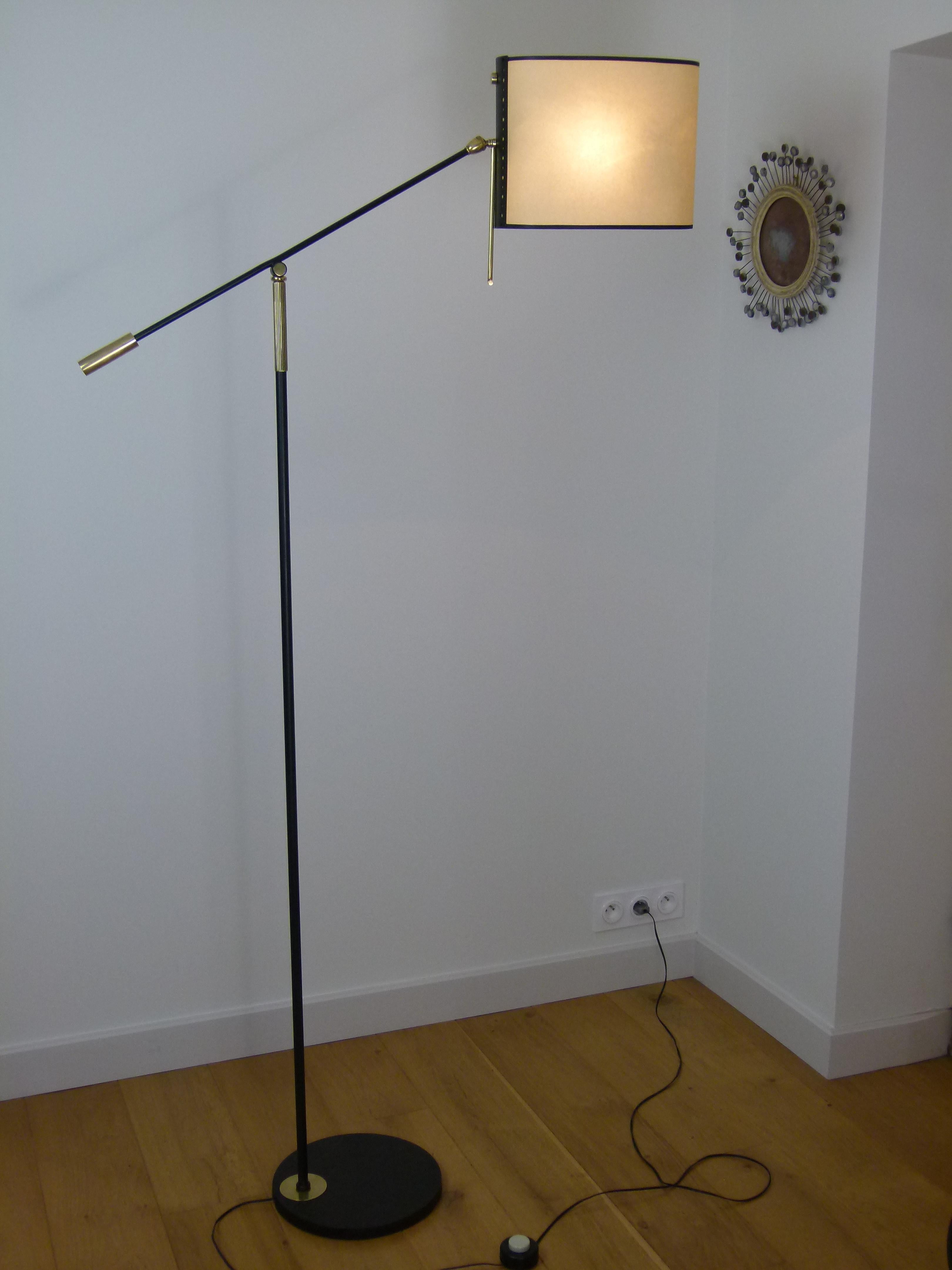 Floor Lamp with Pendulum, Counter-Weight and Patella by Maison Lunel 1
