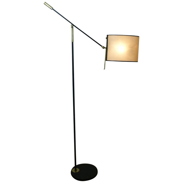 Floor Lamp with Pendulum, Counter-Weight and Patella by Maison Lunel at  1stDibs