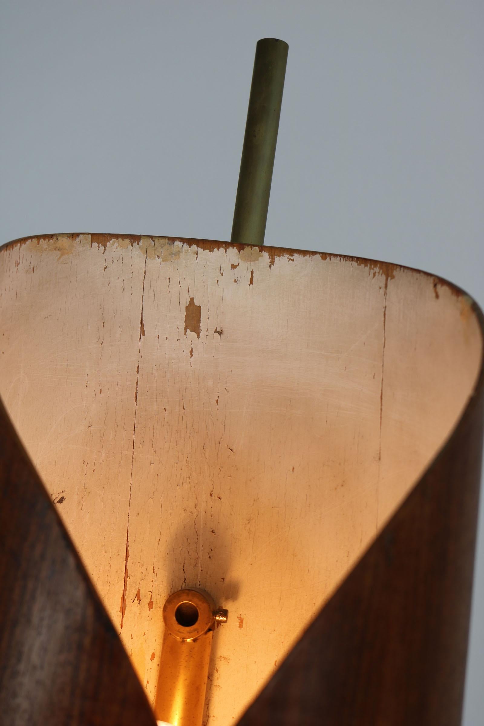 Floor Lamp with plywood shade, Italy, 1960s. For Sale 4