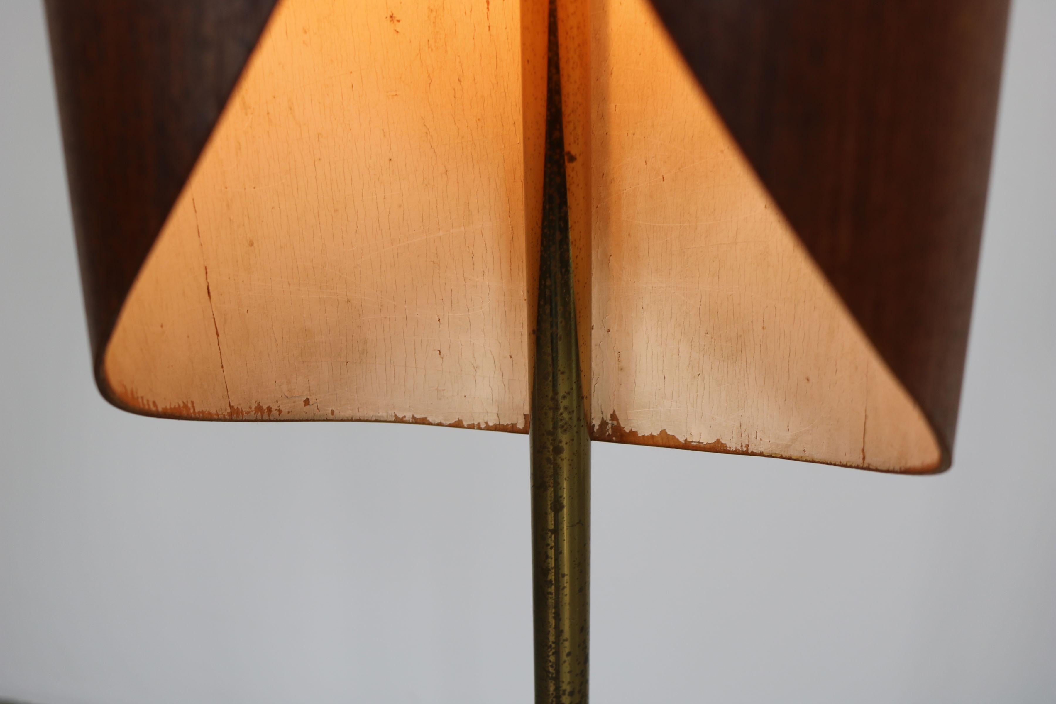 Floor Lamp with plywood shade, Italy, 1960s. For Sale 1
