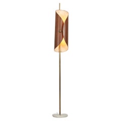 Vintage Floor Lamp with plywood shade, Italy, 1960s.