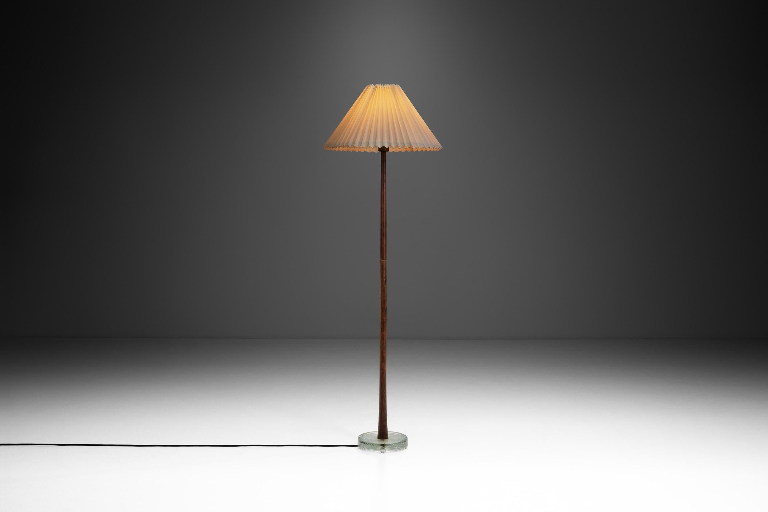 Mid-20th Century Floor Lamp with Ruched Shade, Scandinavia ca 1950s For Sale