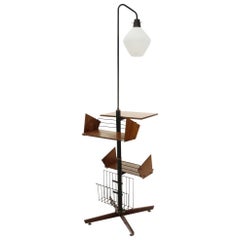 Vintage Floor Lamp with Shelves and Magazine Rack, 1950s