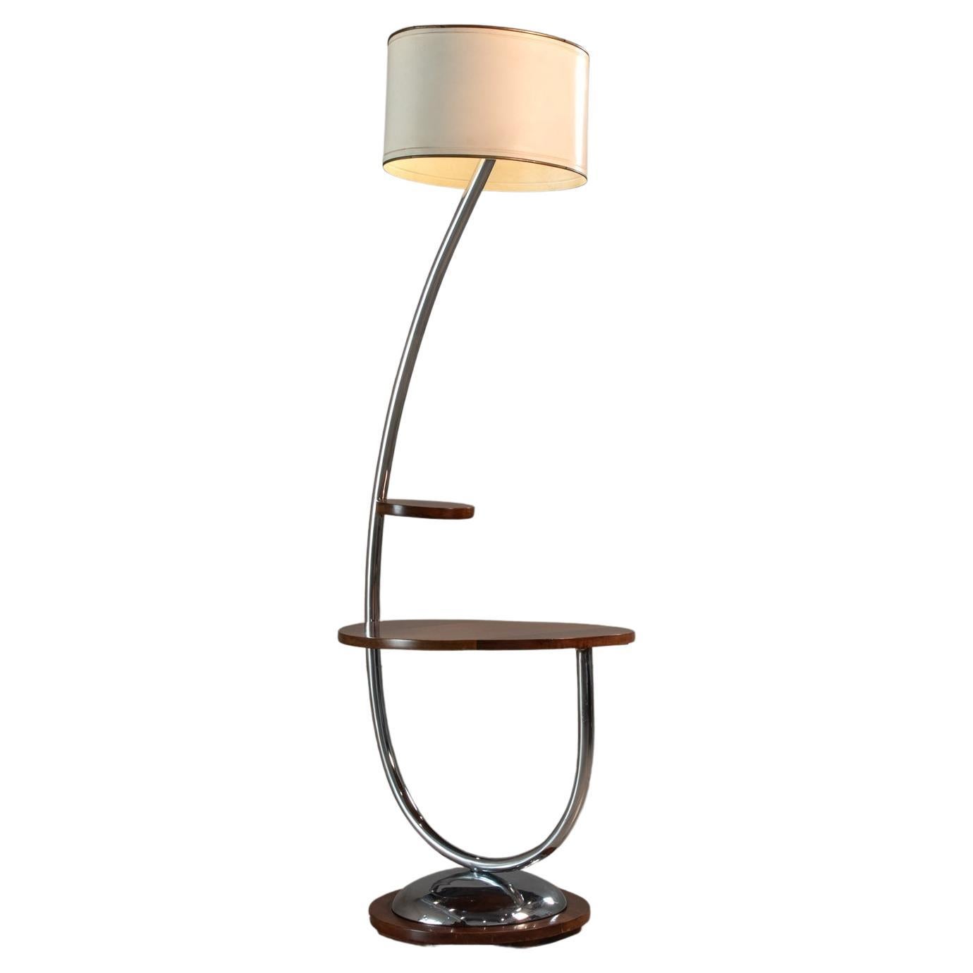 Floor Lamp with Side Table, by John Graz, Brazilian Art Deco For Sale