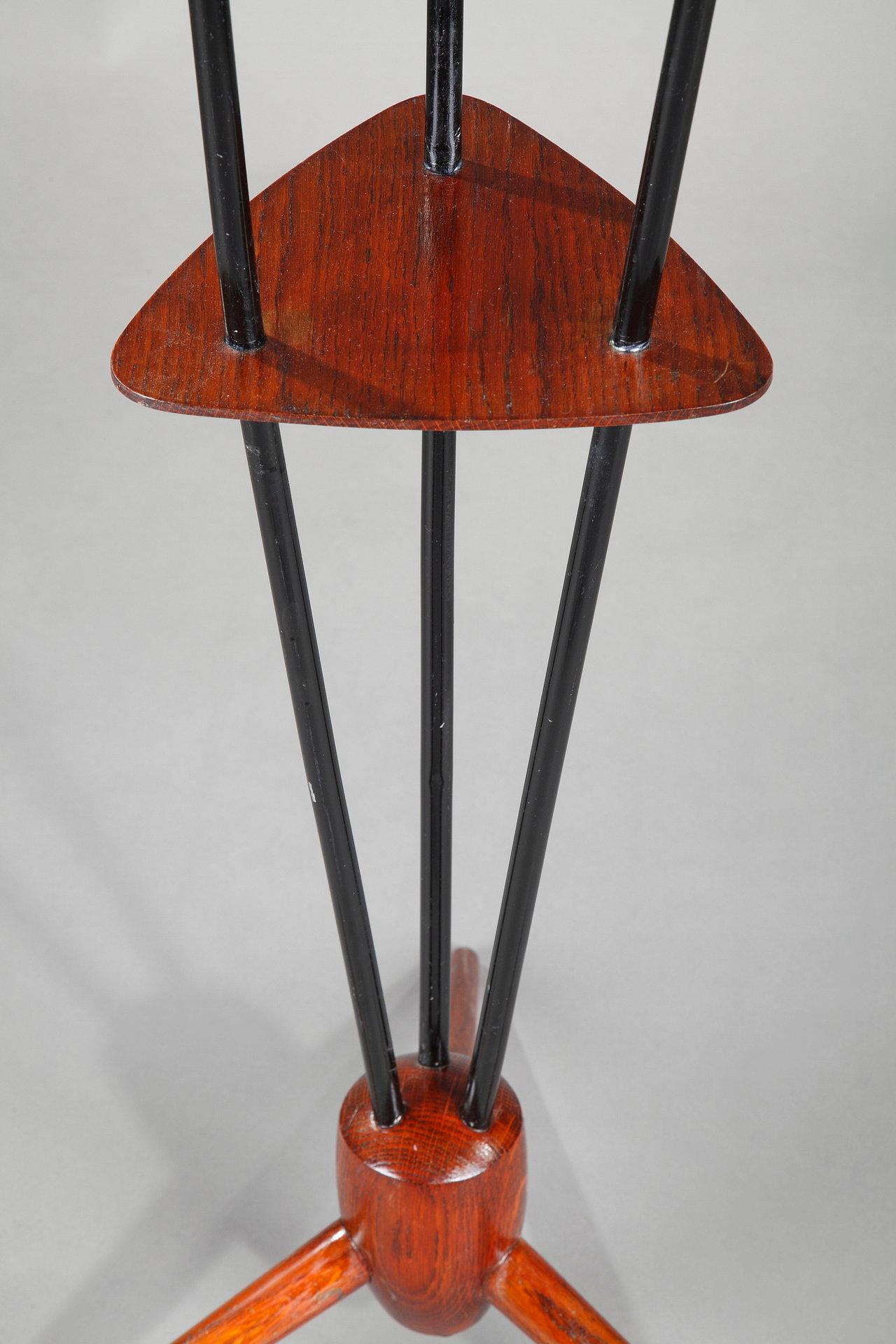 Floor Lamp with Three Arms Joined by a Teak Shelf 4