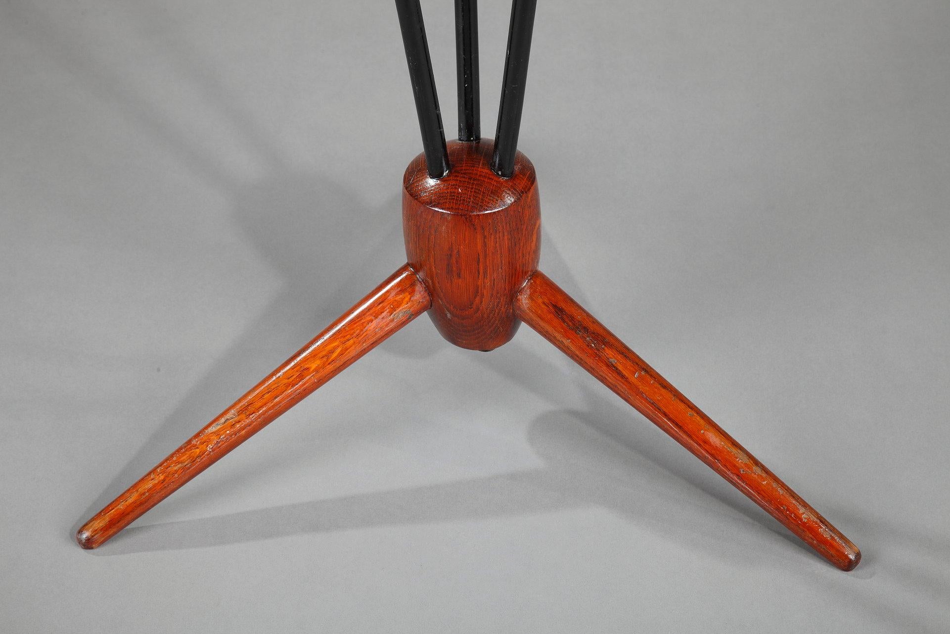 Floor Lamp with Three Arms Joined by a Teak Shelf 5