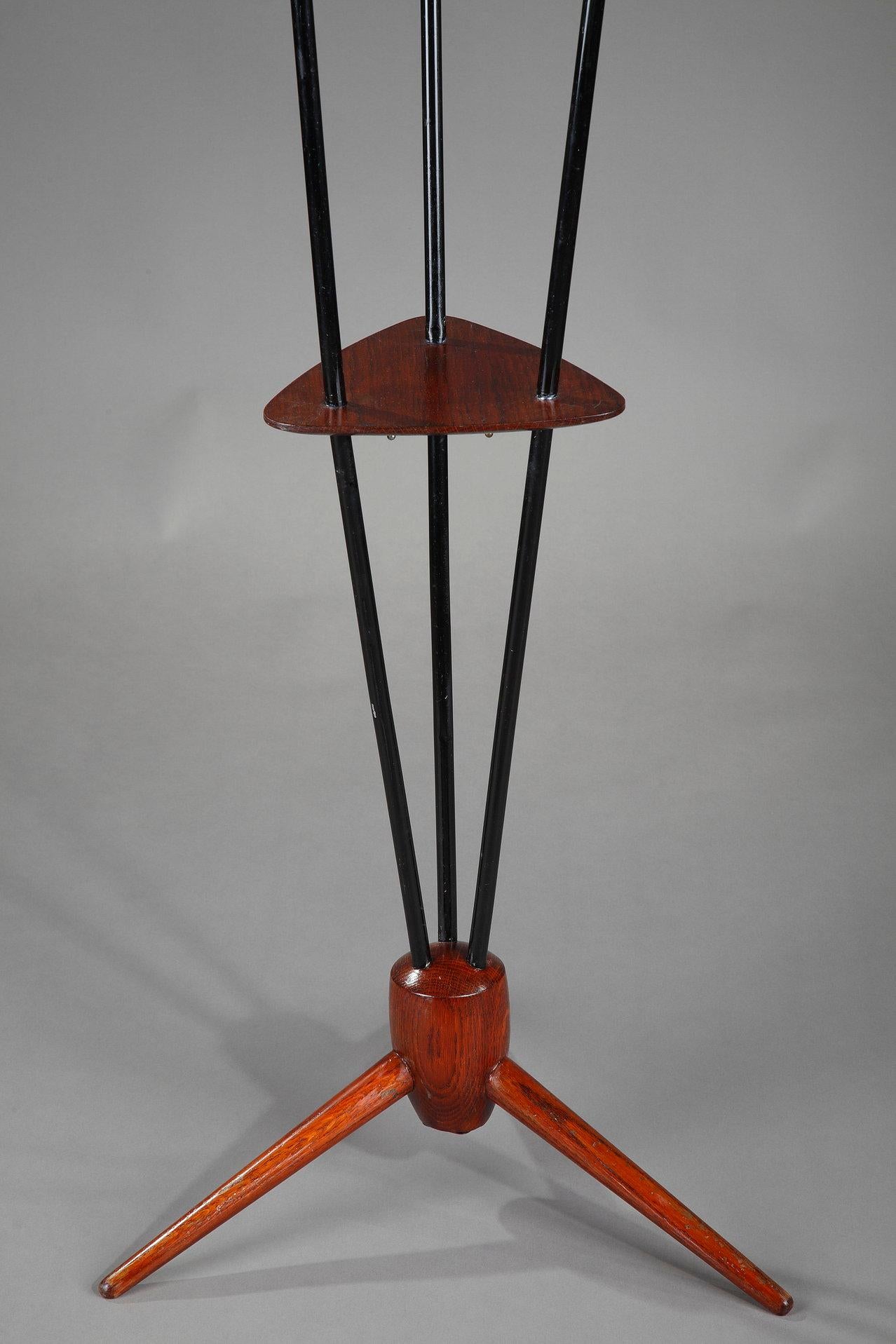 Floor Lamp with Three Arms Joined by a Teak Shelf 2