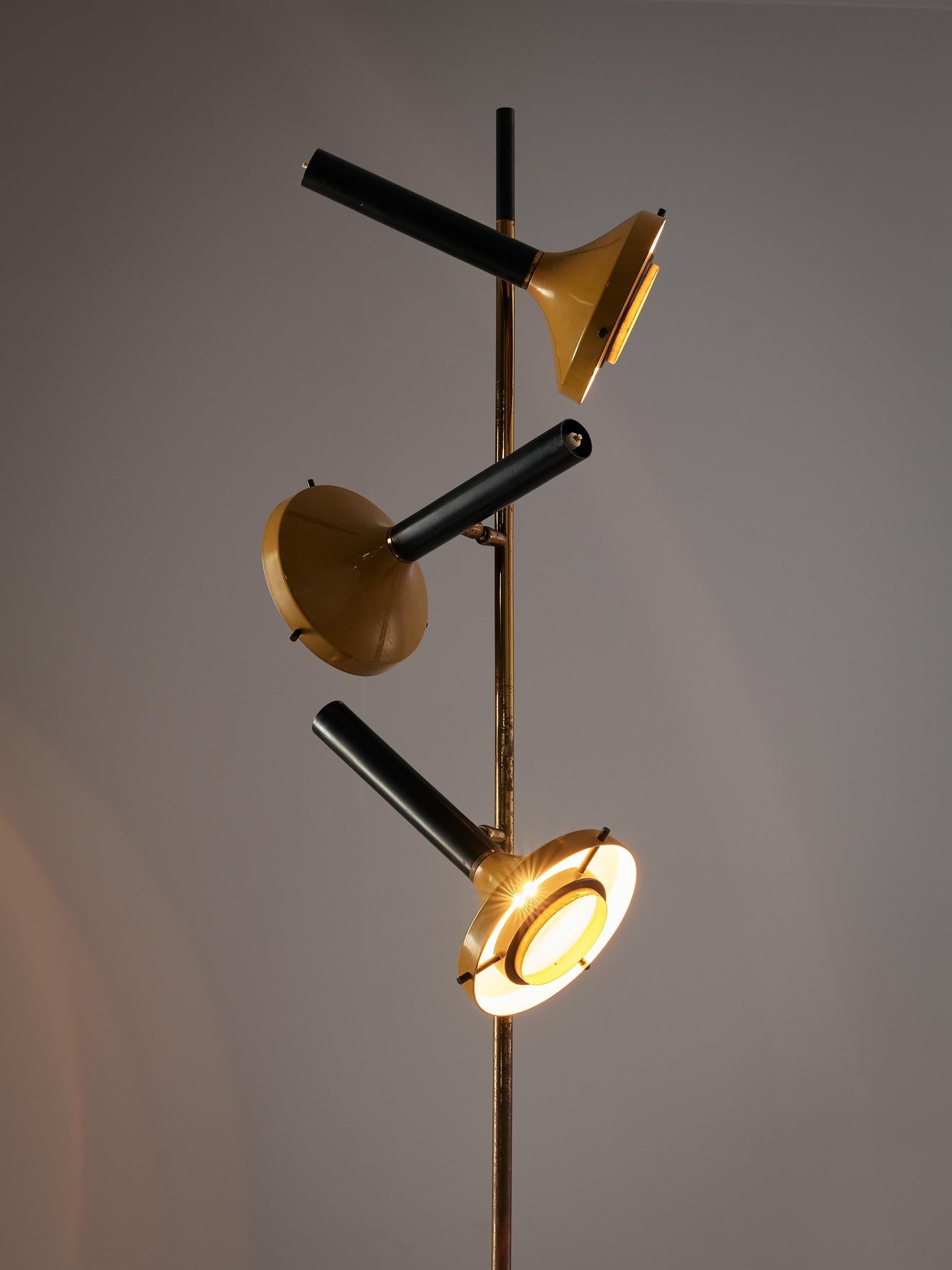 Italian Floor Lamp with Three Shades by Oscar Torlasco
