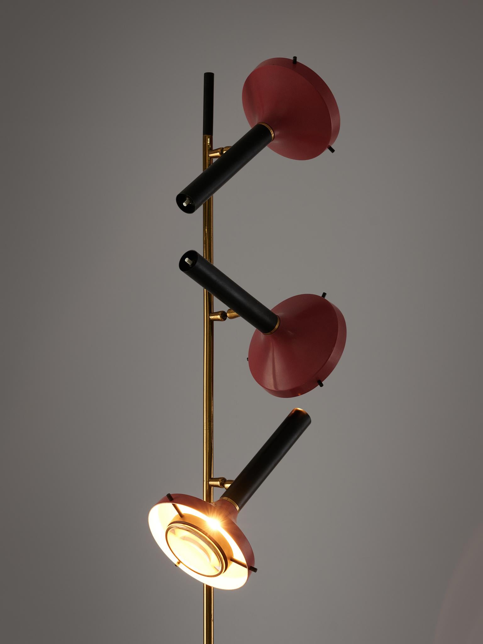 Mid-Century Modern  Oscar Torlasco Floor Lamp with Three Shades 