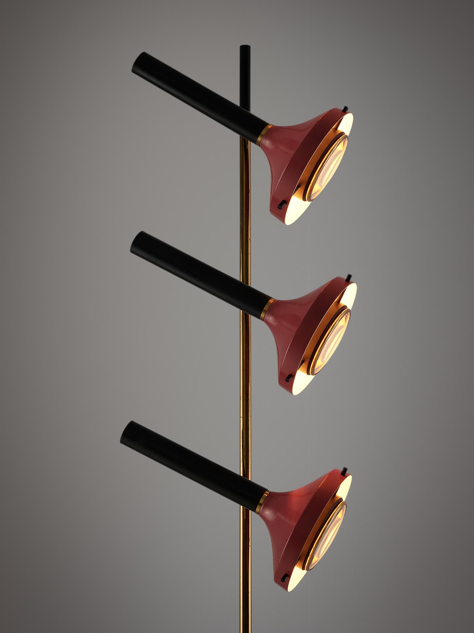 Italian  Oscar Torlasco Floor Lamp with Three Shades 