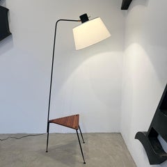Floor Lamp with Triangular Side Table, 1950s France