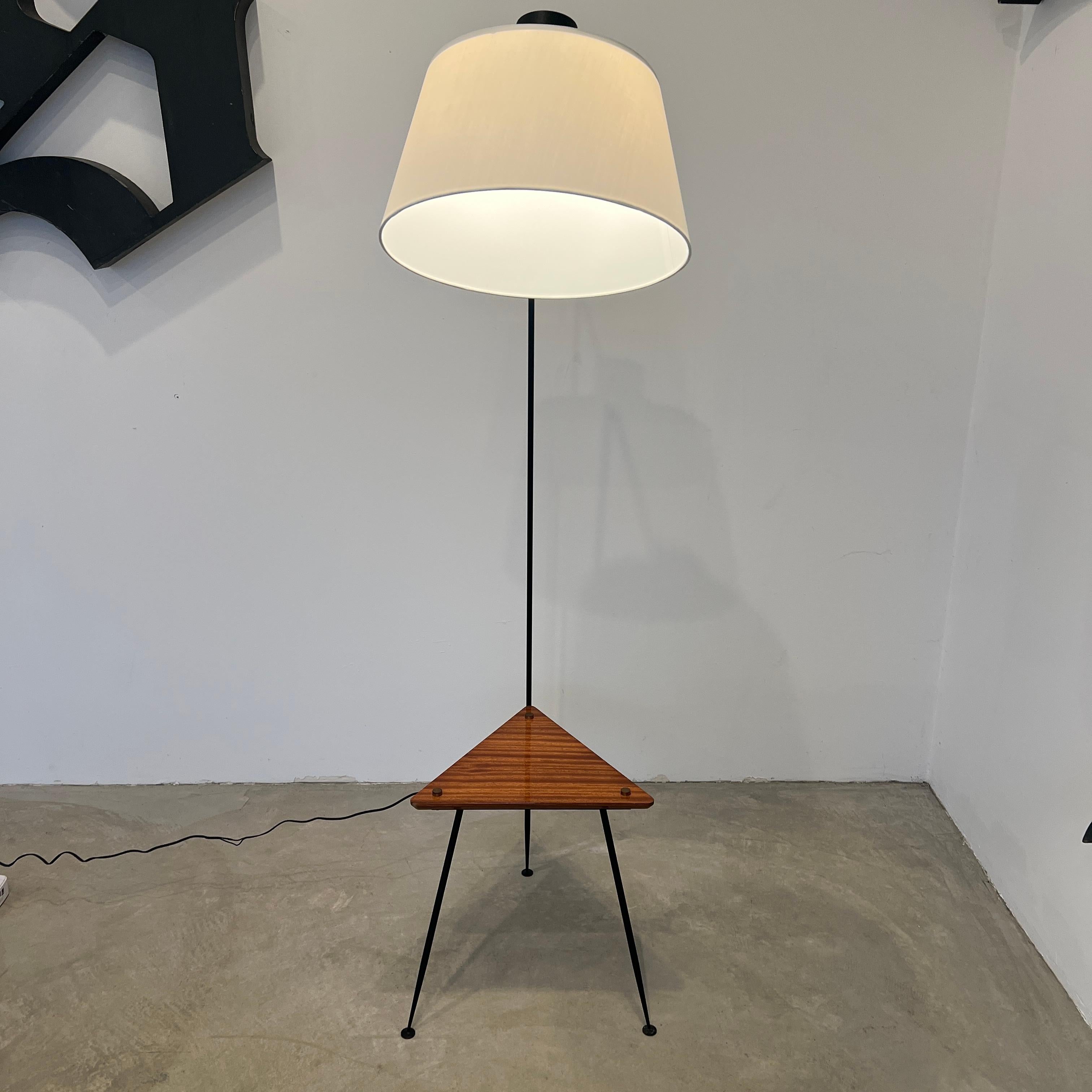Mid-20th Century Floor Lamp with Triangular Side Table, 1950s France For Sale