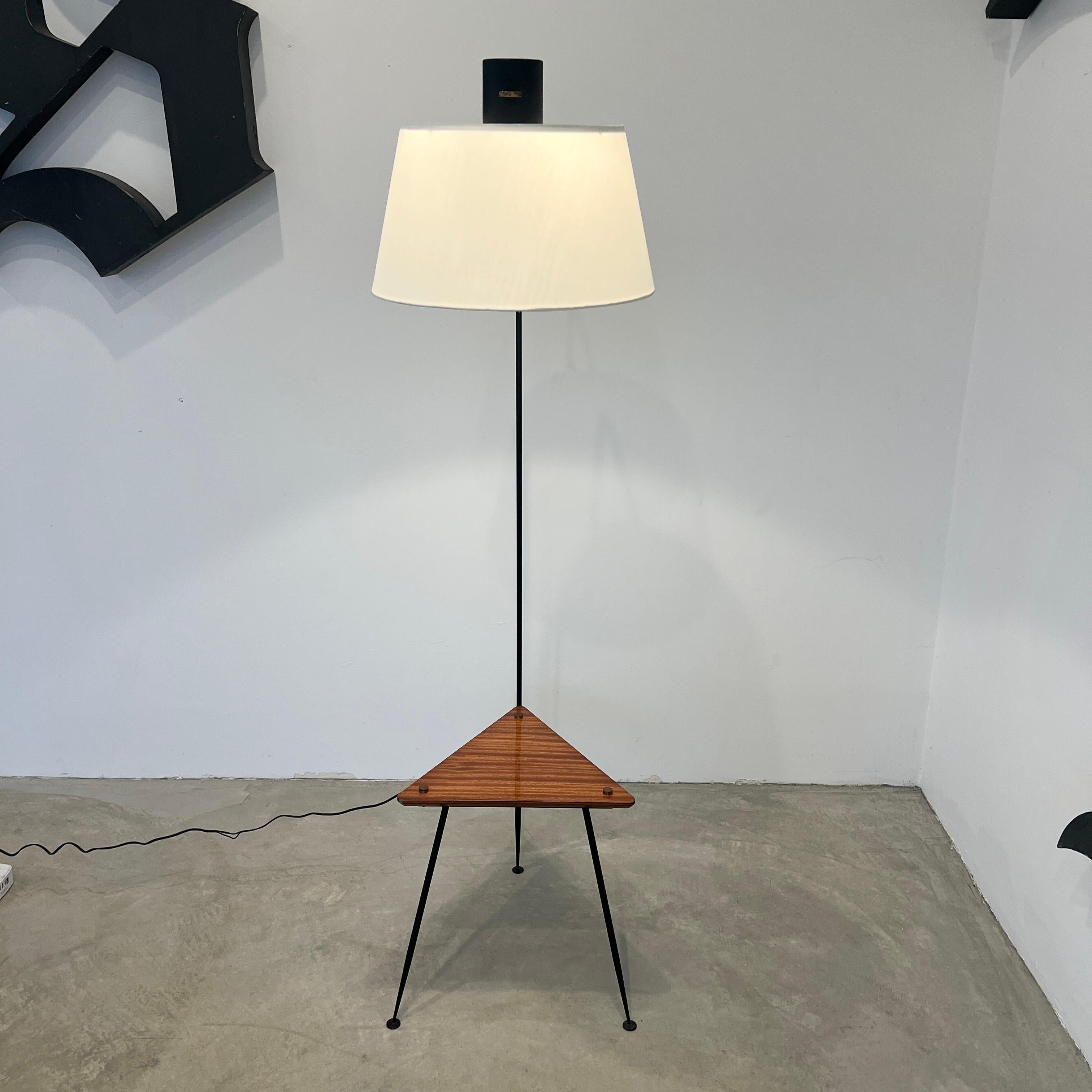 Floor Lamp with Triangular Side Table, 1950s France For Sale 1