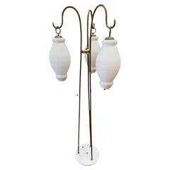 Floor Lamp with Tripod Arms and Opaline Glass Shades, 1950s
