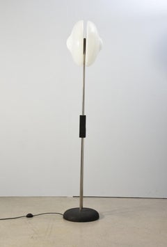 Floor lamp with two frosted glass lights Guzzini attributed 1980s