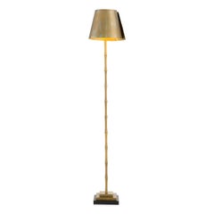 Floor Lamp with Vintage Brass Finish and Black Granite Base, Timeless Elegance.