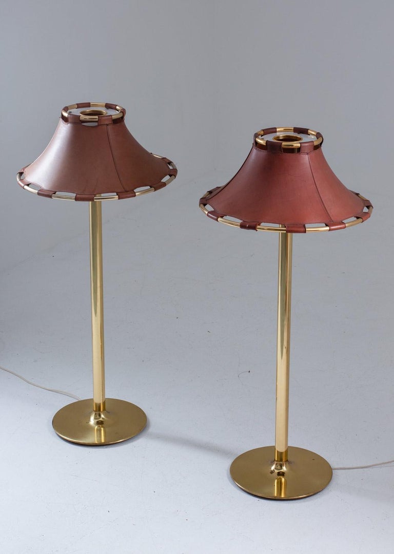 Floor Lamps in Brass and Leather Model "Anna" by Anna Ehrner for Ateljé  Lyktan For Sale at 1stDibs