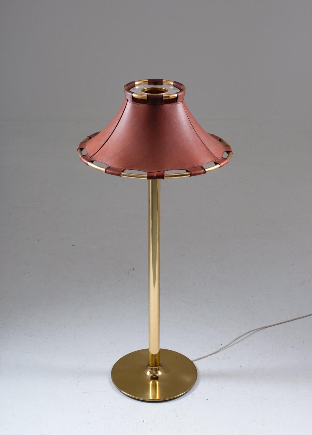Swedish Floor Lamps in Brass and Leather Model 