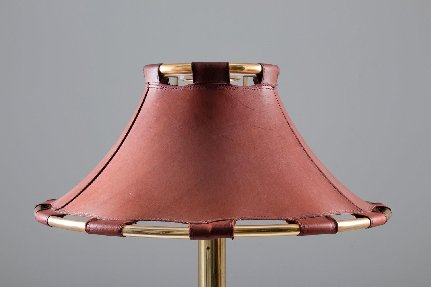Floor Lamps in Brass and Leather Model 