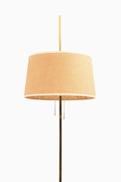 Floor Lamps in Brass and Original Lamp Shades by Hans-Agne Jakobsson, 1950's