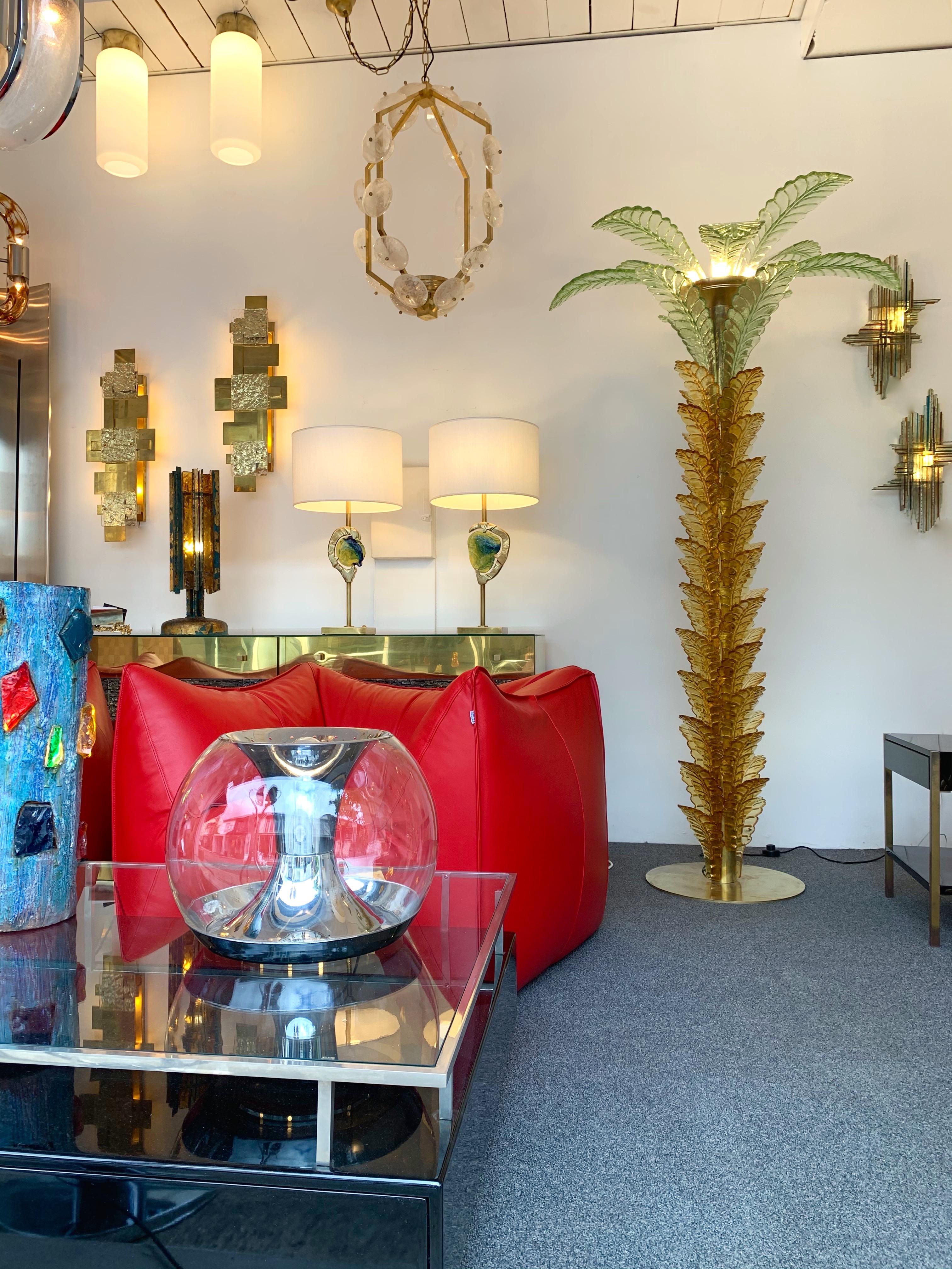 Floor Lamps Palm Tree Murano Glass and Brass, Italy 6