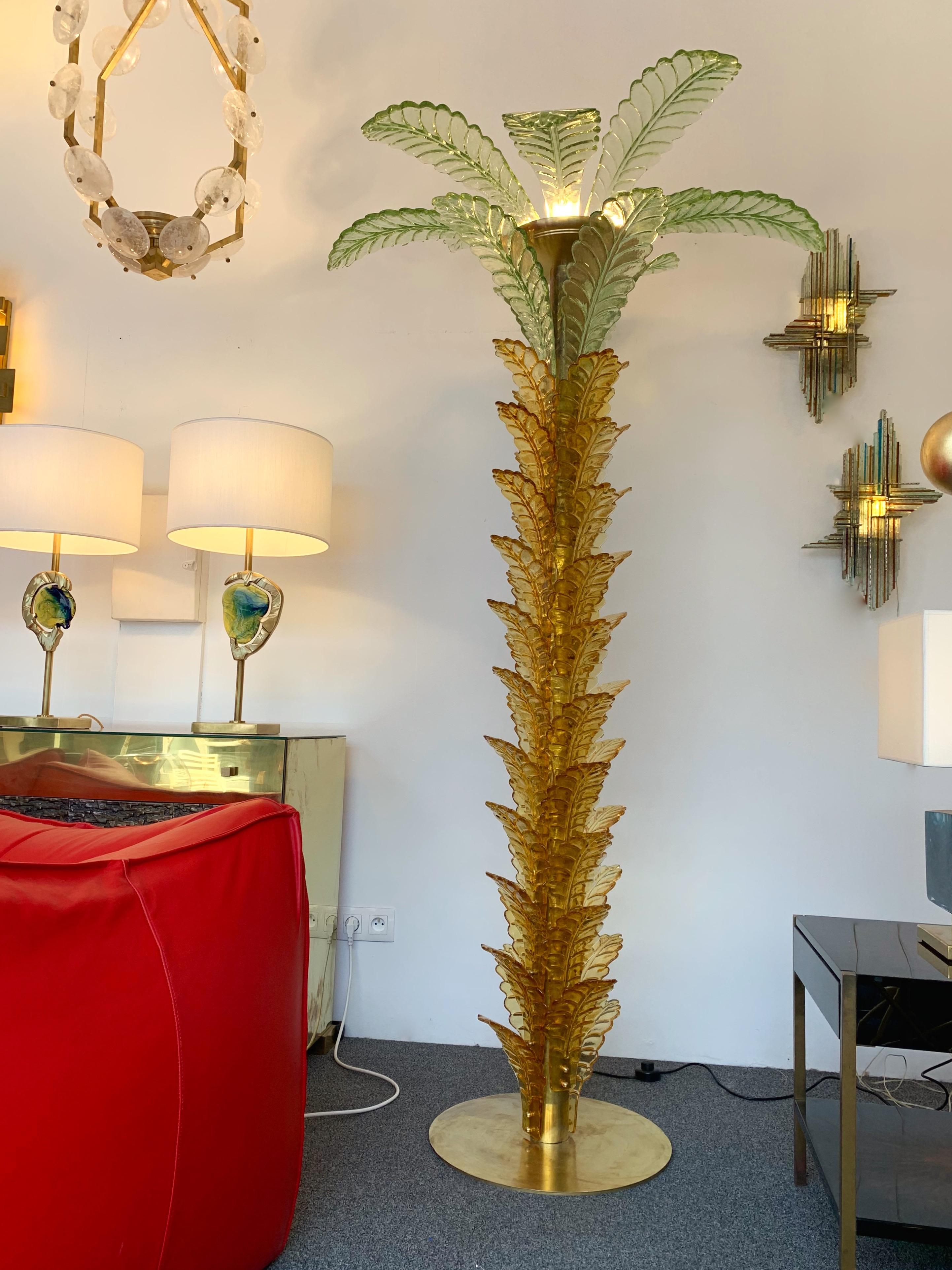 Floor Lamps Palm Tree Murano Glass and Brass, Italy 1