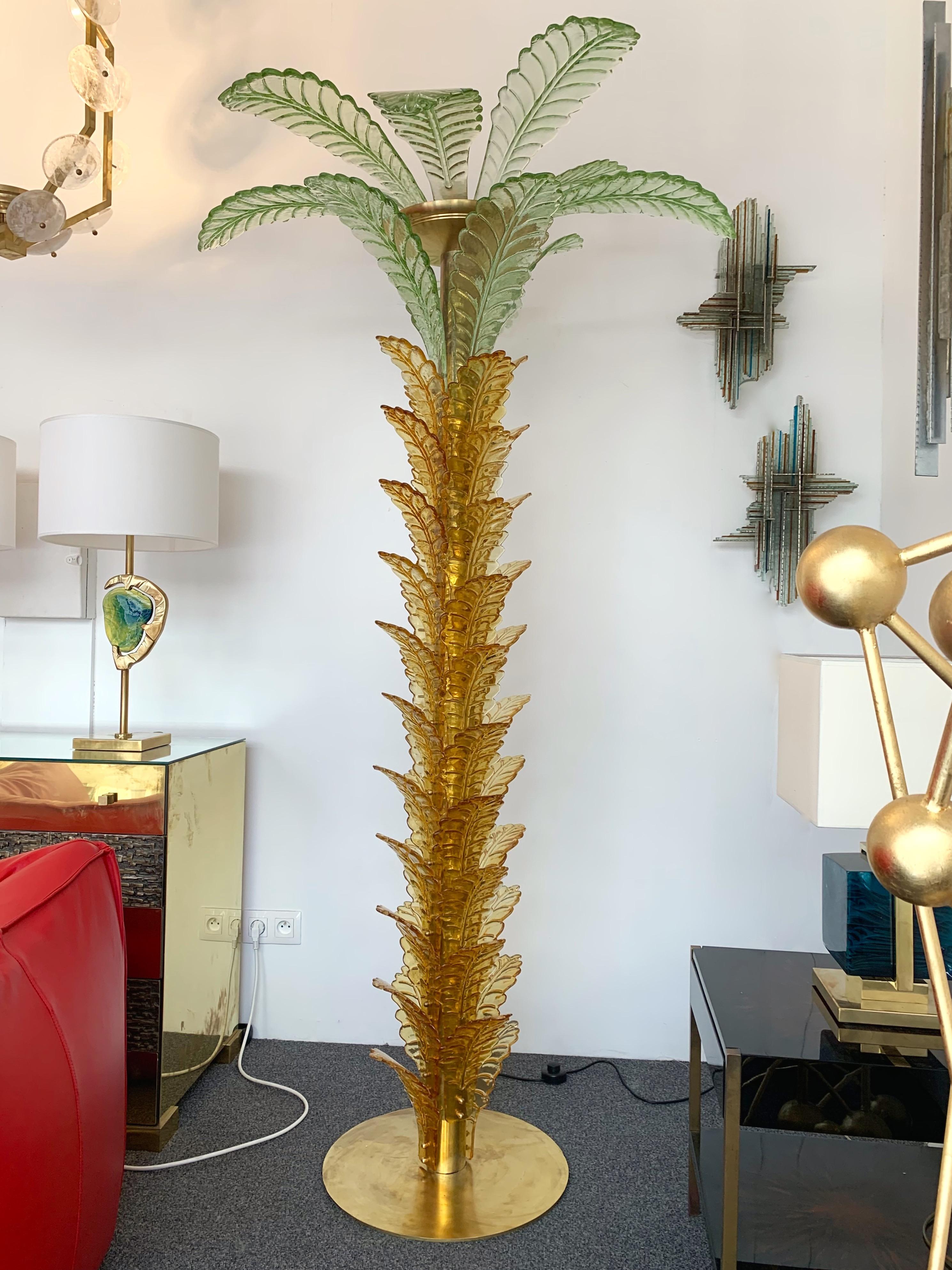 Floor Lamps Palm Tree Murano Glass and Brass, Italy 3