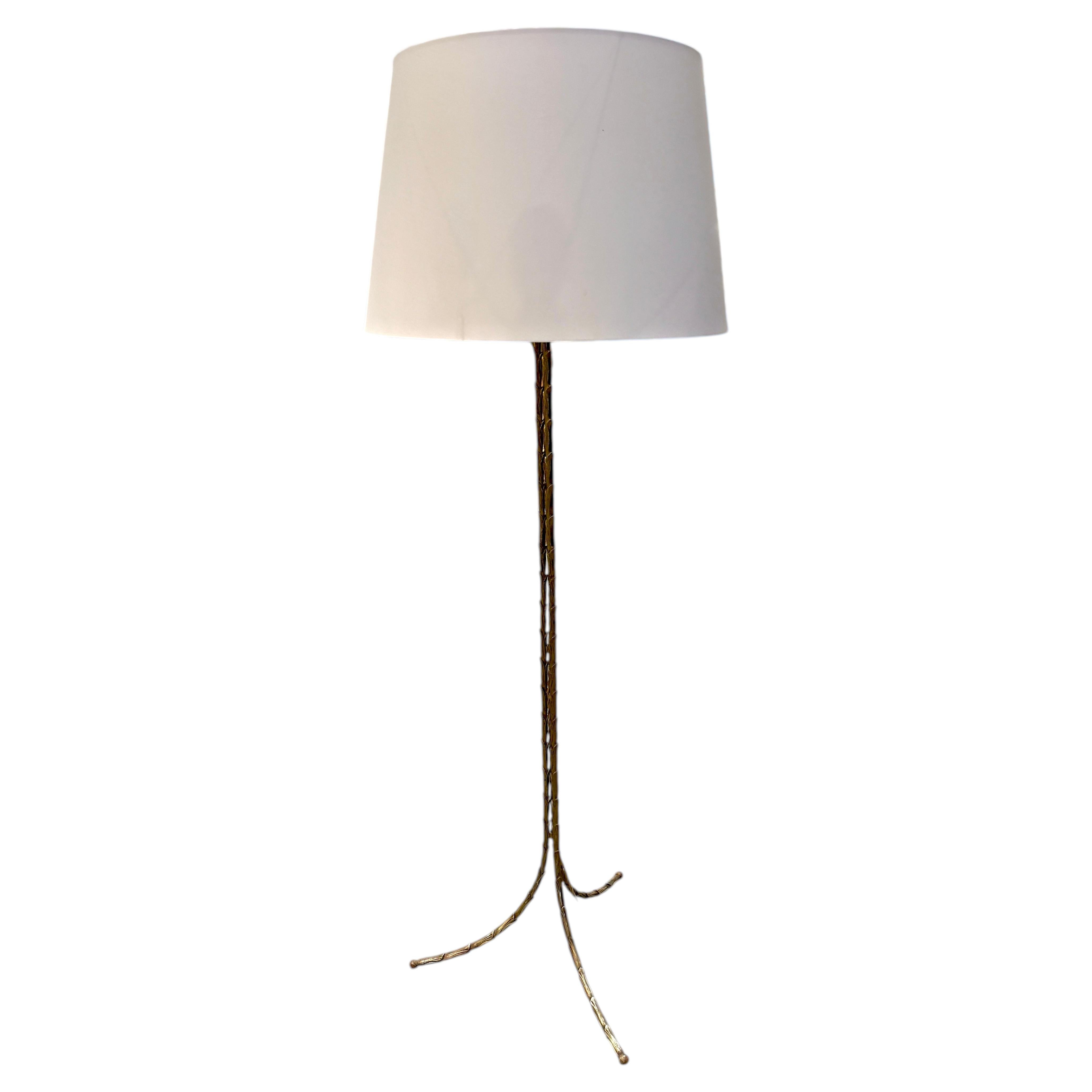 Lámparas de pie triple bronce imitación bambú by Maison Bagues en venta