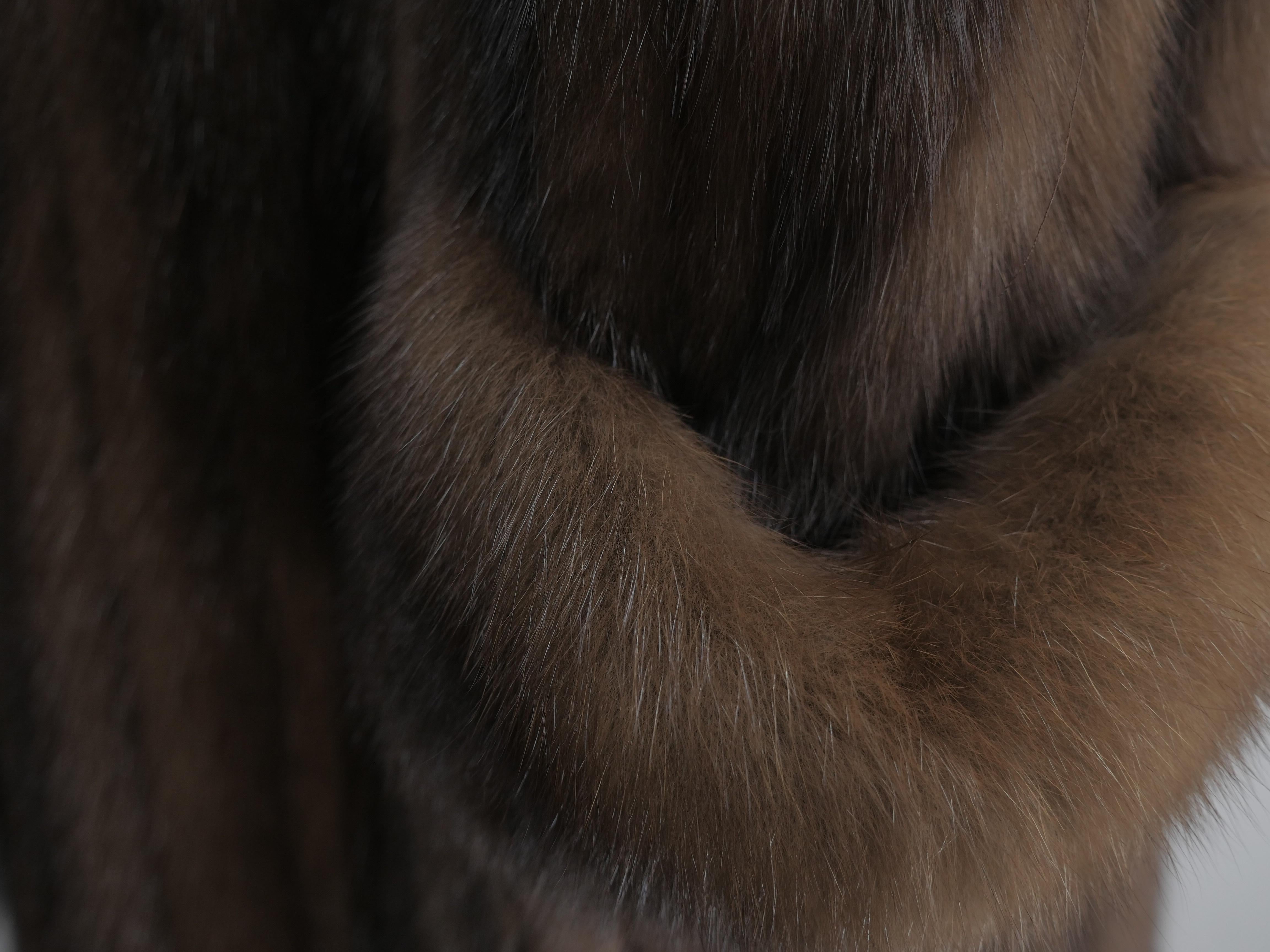 Black Floor Length Brown Sable Fur Coat