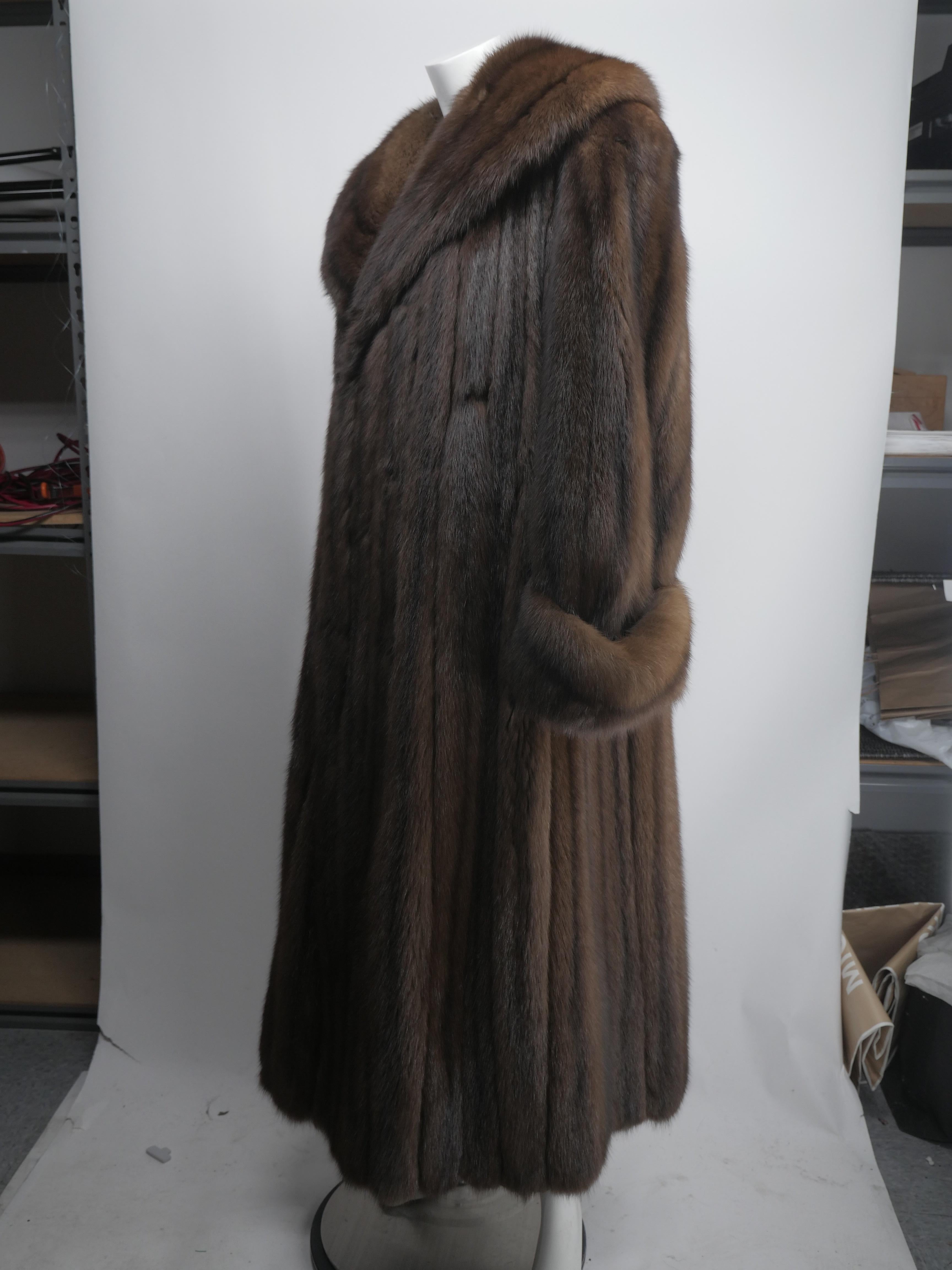 Floor Length Brown Sable Fur Coat In Excellent Condition In Bridgehampton, NY