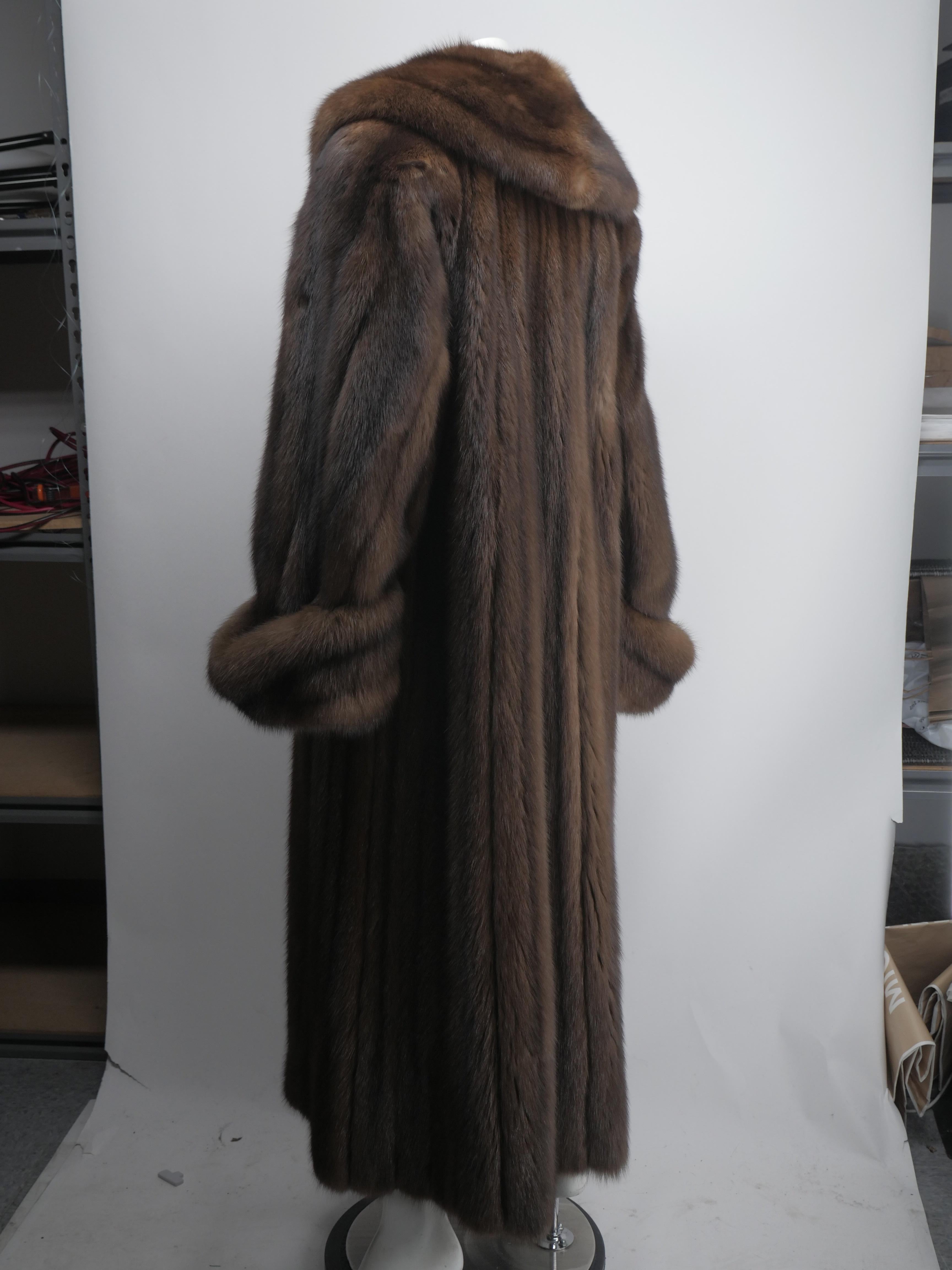 Floor Length Brown Sable Fur Coat 1