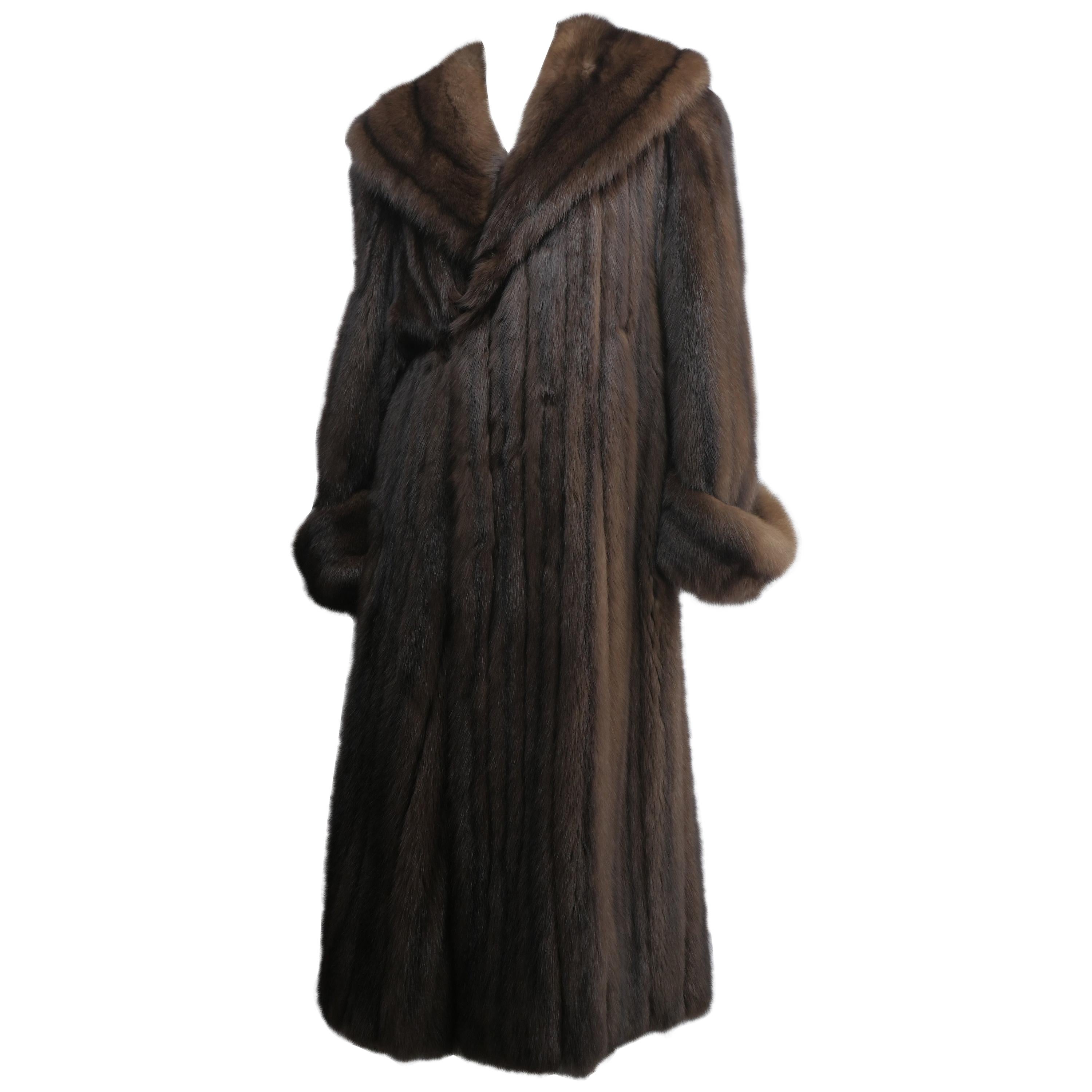 Floor Length Brown Sable Fur Coat