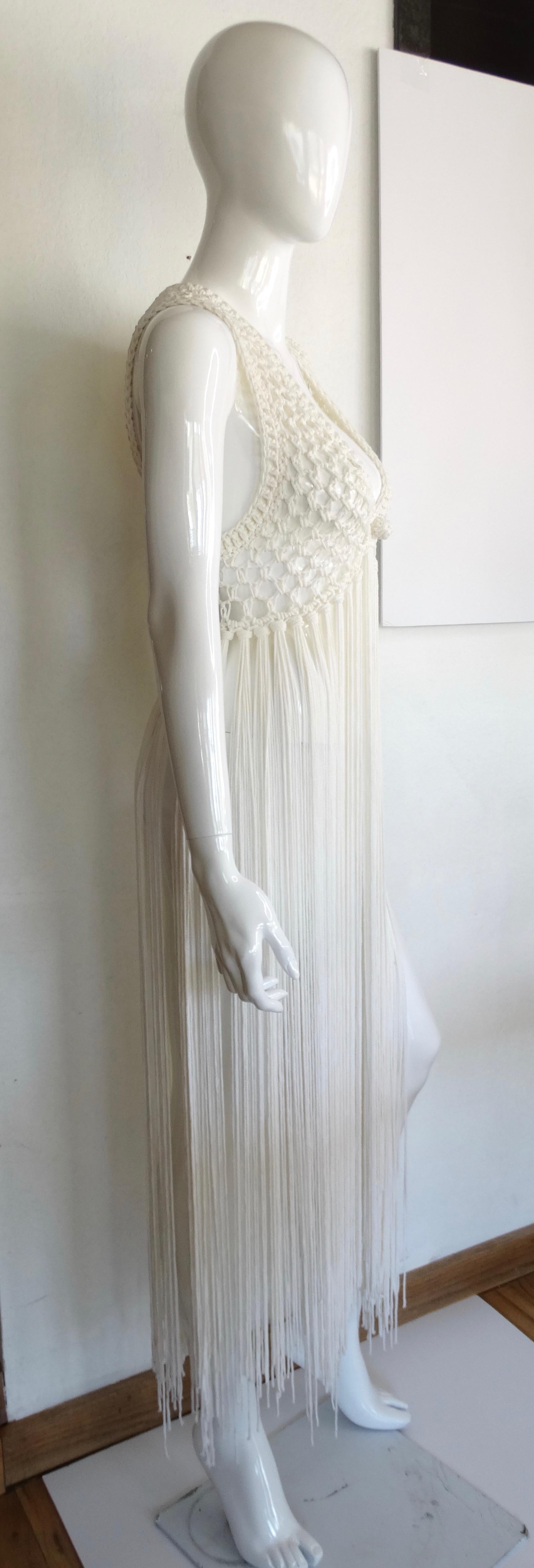 Gray  Floor Length Crochet Fringe Vest