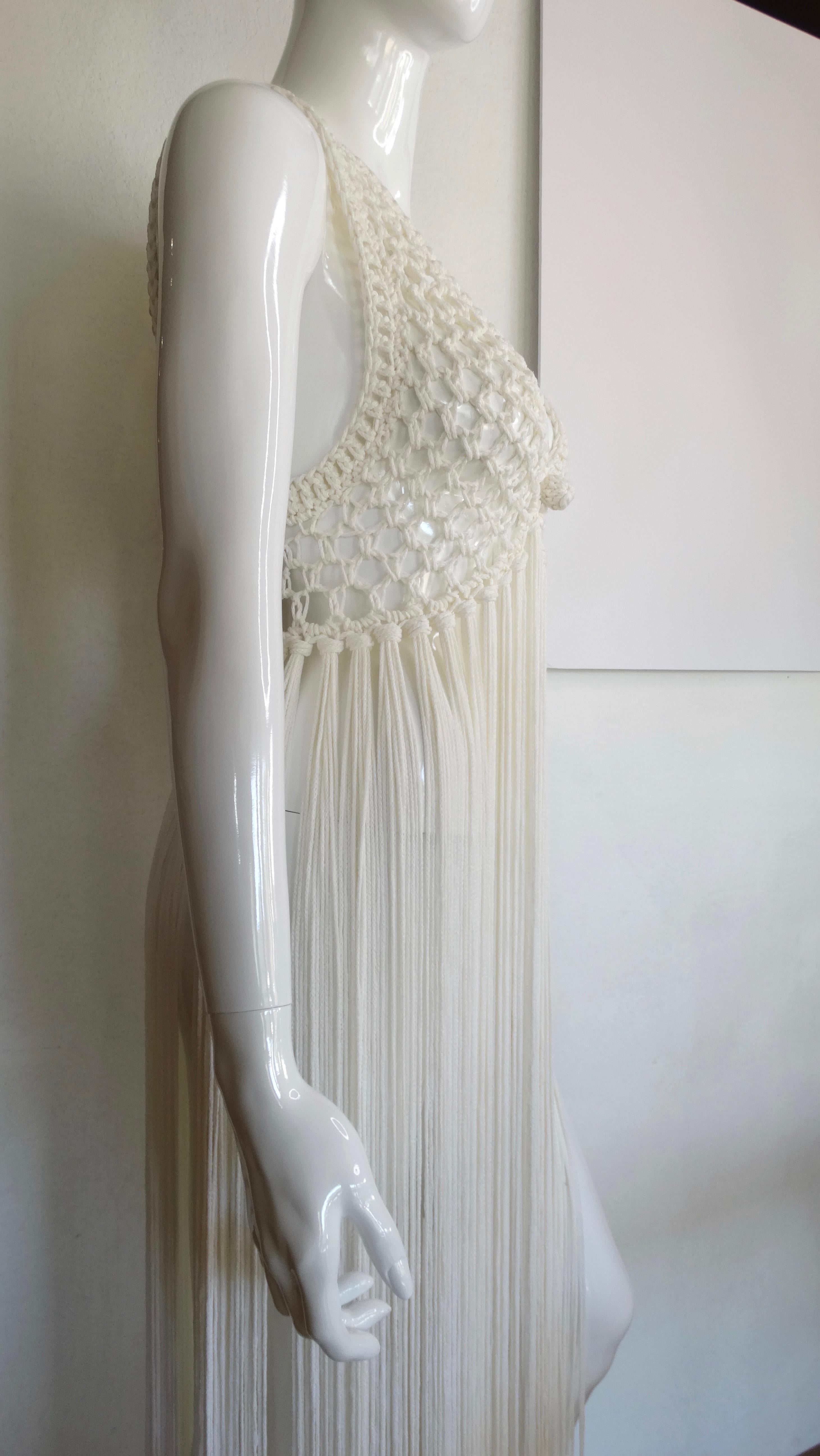 Women's or Men's  Floor Length Crochet Fringe Vest