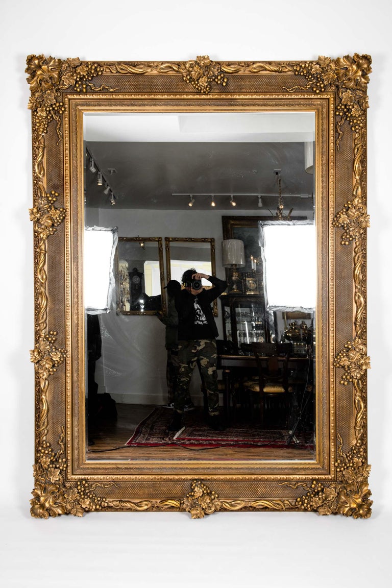 Floor Length Ornately Giltwood Hanging Beveled Wall Mirror ...