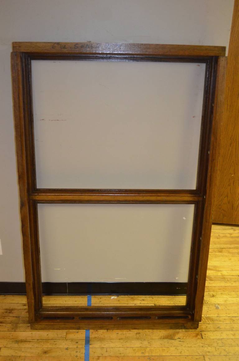 Arts and Crafts Floor Mirror Inserted into 1912 Oak Skylight Frame from Wisconsin State Capitol For Sale
