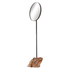 Floor Mirror, Raw Breccia Pernice Marble Base, Italian Handmade One of a Kind