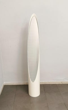 Miroir à poser ou suspendre Rodolfo Bonetto en plastique blanc, design italien du milieu du siècle, 1970